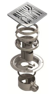 IMPEY AQUA-DEC EASY FIT 'FIBRE' BRUSHED STAINLESS STEEL TILED FLOOR GULLY with HORIZONTAL OUTLET, QUAD02BSS/H