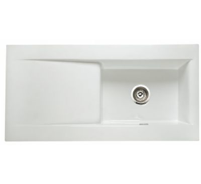 RAK GOURMET DREAM SINK 2 - INSET WHITE SINGLE BOWL SINGLE DRAINER CERAMIC SINK with REVERSIBLE DRAINER, DSINK2
