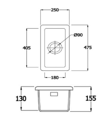 RAK GOURMET SINK 7 - WHITE RECTANGULAR OVER/INSET/UNDERCOUNTER SINGLE BOWL CERAMIC SINK, GOSINK7 RAK GOURMET SINK 7 - WHITE RECTANGULAR OVER/INSET/UNDERCOUNTER SINGLE BOWL CERAMIC SINK, GOSINK7