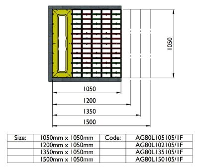 IMPEY AQUA-GRADE 800mm LINEAR DRAIN SYSTEM - THREE WALLS - ONE FALL 1500mm x 1050mm for TILED FLOORS, AG80L150105/1F IMPEY AQUA-GRADE 800mm LINEAR DRAIN SYSTEM - THREE WALLS - ONE FALL 1500mm x 1050mm for TILED FLOORS, AG80L150105/1F