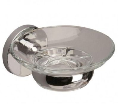 MILLER LILY CHROME BATHROOM CLEAR GLASS SOAP DISH, L04