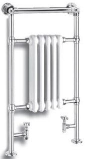 REINA OXFORD CHROME & WHITE BATHROOM TRADITIONAL TOWEL WARMER H960mm x W500mm, RND-OXF01