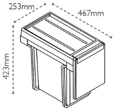 CARRON PHOENIX LINEA 130 WASTE SORTER BIN 30L, 134.0204.152 CARRON PHOENIX LINEA 130 WASTE SORTER BIN 30L, 134.0204.152