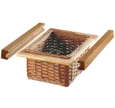 HAFELE 500mm WICKER BASKET SET with SOLID BEECH FRAME & RUNNERS, 540.55.016