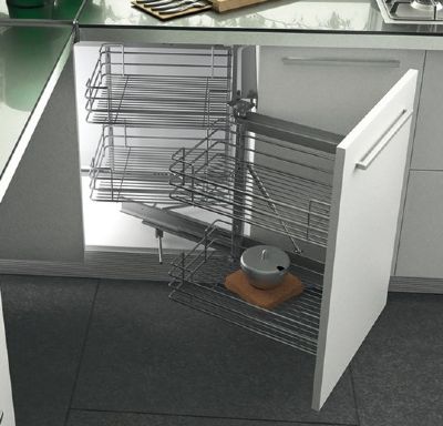 HAFELE CHROME LINEAR SOFT CLOSING SWING-OUT/MAGIC CORNER for 900/1000mm CABINET/450-600mm DOOR R/H, 549.86.195