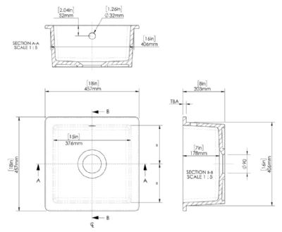 NUIE COUNTER TOP/INSET WHITE SINGLE BOWL CERAMIC SINK with OVERFLOW, PS10218 (UF) NUIE COUNTER TOP/INSET WHITE SINGLE BOWL CERAMIC SINK with OVERFLOW, PS10218 (UF)