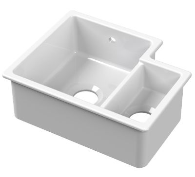 NUIE COUNTER TOP/INSET WHITE 1.5 BOWL CERAMIC SINK L/H, PS130H22L (UF)