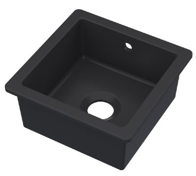 NUIE COUNTER TOP/INSET MATT BLACKSINGLE BOWL CERAMIC SINK with OVERFLOW, PS40218 (UF)