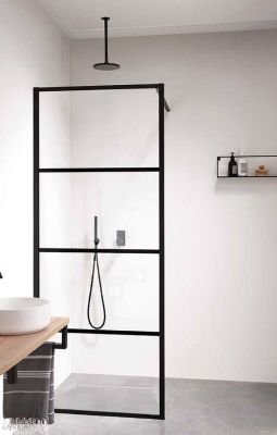 IMPEY SOHO BLACK WETROOM WALK-IN/WALK-THROUGH 900mm HORIZONTAL PANEL & BRACING BAR, AW24SC01-N1-90