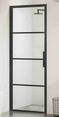 IMPEY SOHO BLACK WETROOM SCREEN 800mm L/H HINGED DOOR, AH24SC01-80-LEFT
