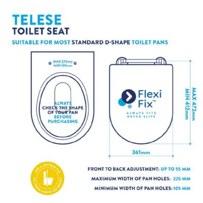 CROYDEX TELESE FLEXI FIX WHITE 'D' SHAPED STICK 'N' LOCK SOFT CLOSE TOP FIX TOILET SEAT, WL610722H (P2G) *SPECIAL OFFER* CROYDEX TELESE FLEXI FIX WHITE 'D' SHAPED STICK 'N' LOCK SOFT CLOSE TOP FIX TOILET SEAT, WL610722H (P2G) *SPECIAL OFFER*